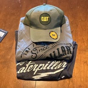 CAT merchandise lot 2 shirts size L 1 hat adjustable